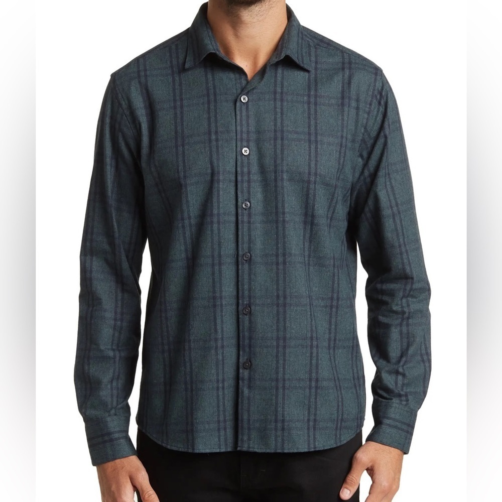 New Nordstrom Westzeroone Avery Plaid Long Sleeve‎ Collared Shirt Mens Size XXL
